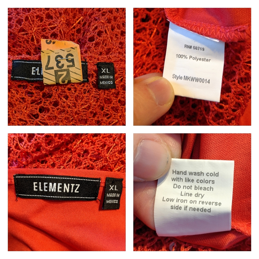 Elementz red crochet sequin shell top & tank XL - Picture 5 of 8